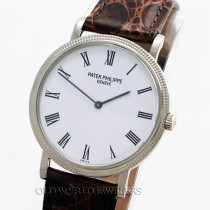 Patek Calatrava Ref 5120G 18K WG Hobnail Bezel White Dial